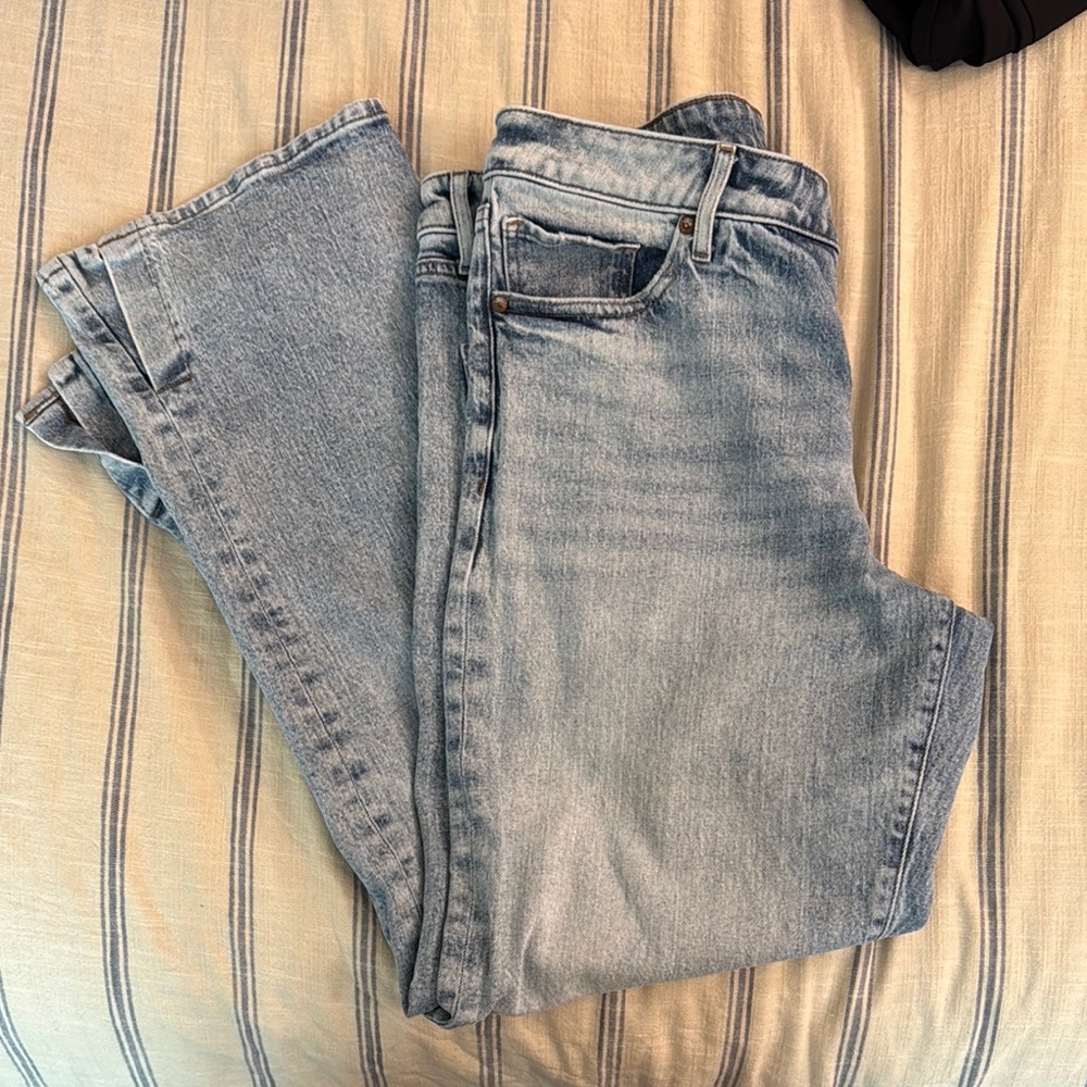 Express Light Blue Straight Leg Jeans
